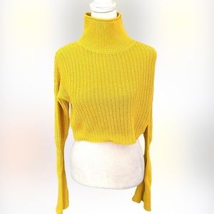 American Apparel XSmall Crop Top Sweater Yellow Angel sleeve